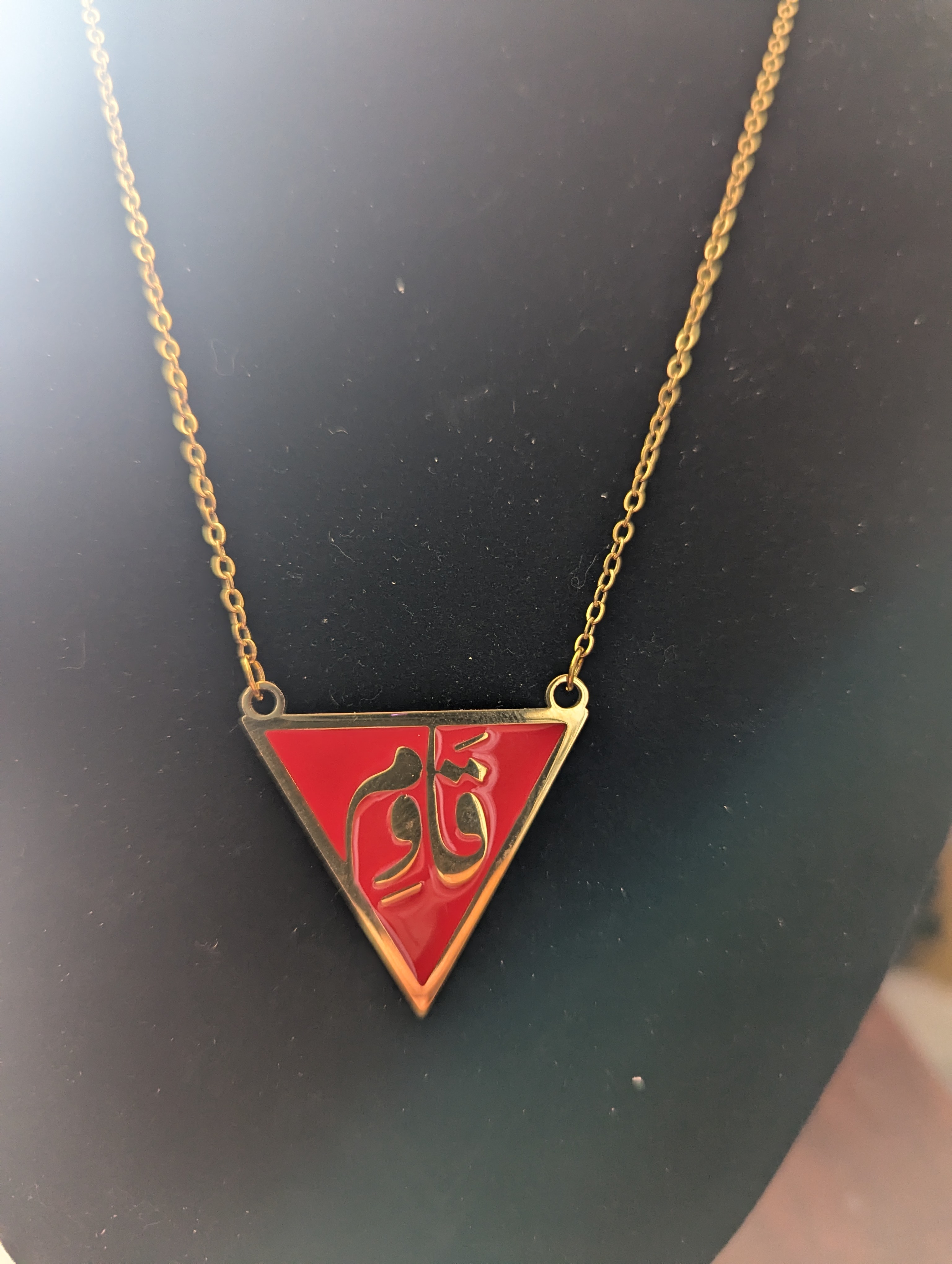 Red Triangle (Gold) necklace - Stainless Steel - Image 3