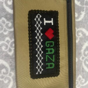 Pencil case pouch w/ hand-embroided "I Love Gaza"