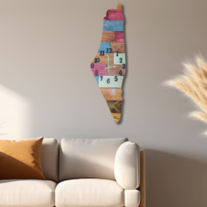 Handmade Wooden Palestine Map Clock (36")