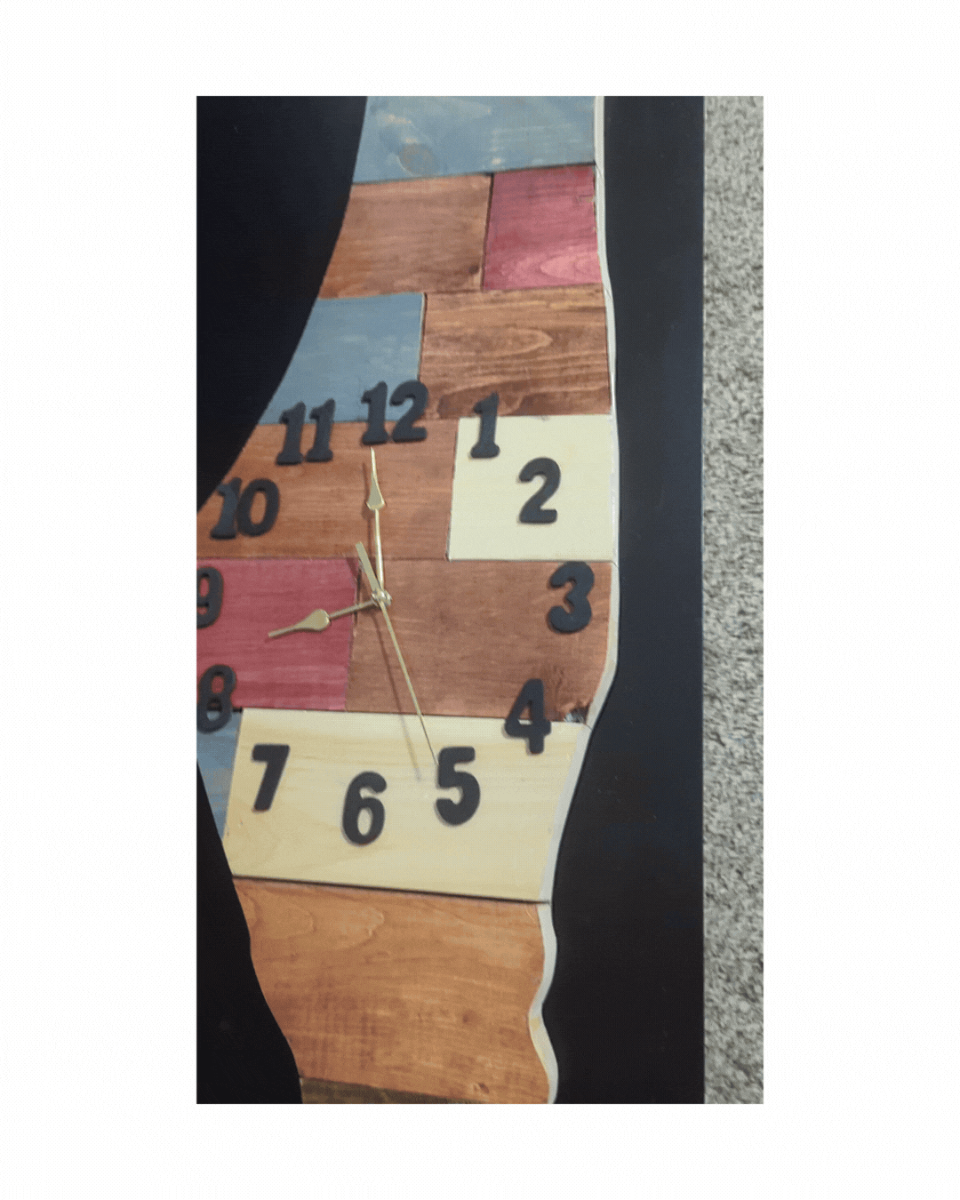 Handmade Wooden Palestine Map Clock (36") - Image 2